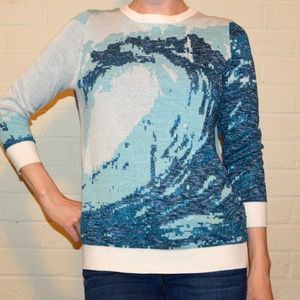 J Crew Wave Metallic Jacquard sweater
